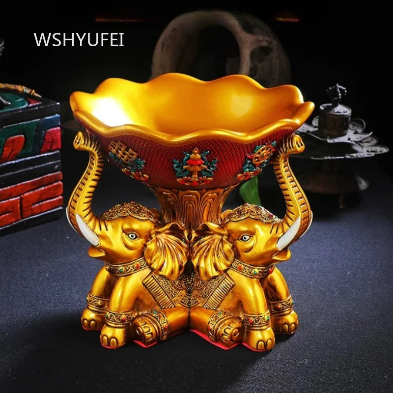

3 Sided Elephant Fruit Platter Household Resin Offering Fruit Platter Indoor Decorative Ornaments Living Room Snack Tray