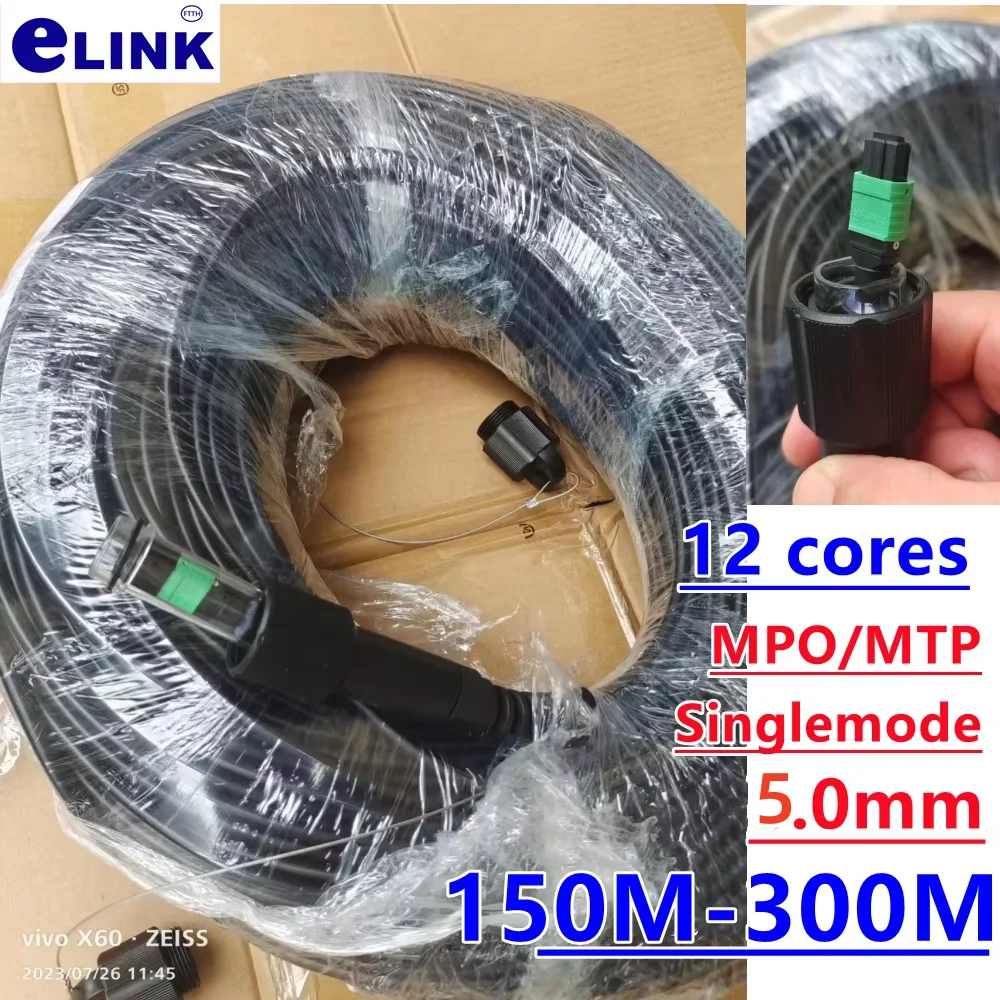 12 cores TPU MPO MTP Armored patch cord 150m-300m 200m 250m singlemode LSZH 12C type B SM 12 fibers optical fibre jumper outdoor