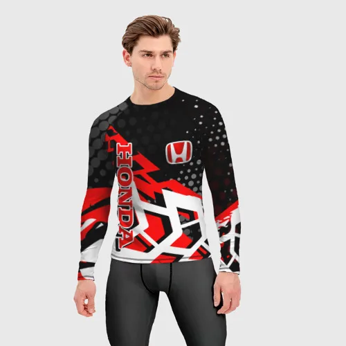 

Новая футболка с геометрическим принтом для езды на мотоцикле по бездорожью, дышащая футболка с длинными рукавами для мужчин и женщин, футболка для верховой езды Honda, топы