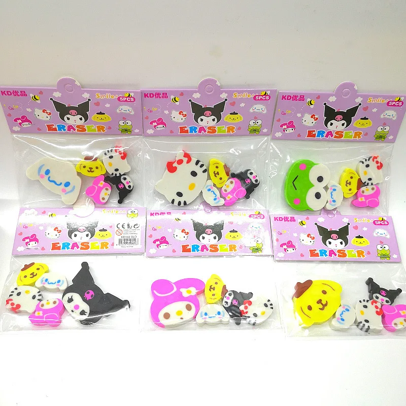 New Sanrio Cartoon Eraser 20pcs Cute Kuromi Hello Kitty Melody Cinnamoroll Set cancelleria gomma regalo per bambini premio scolastico