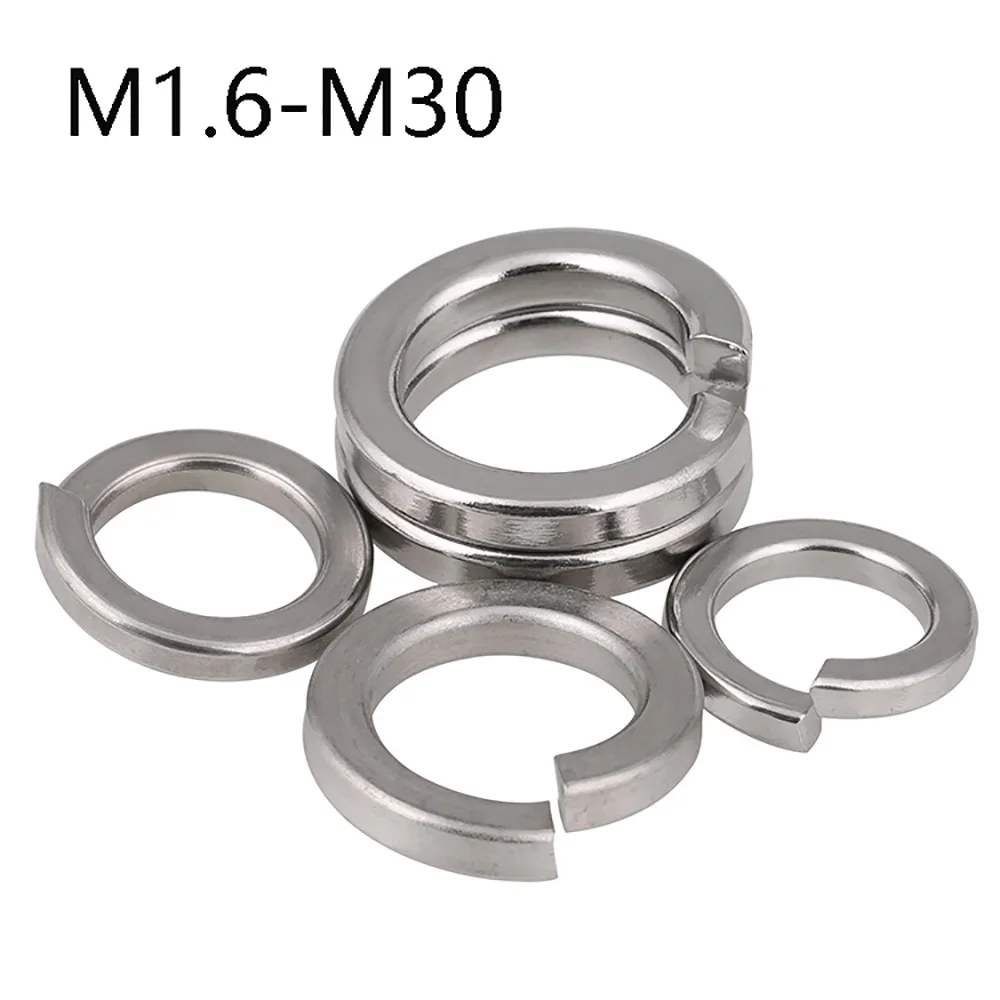 304 Stainless Steel Spring Split Lock Washer M1.6 M2 M2.5 M3 M4 M5 M6 M8 M10 M12 M14 M16 M18 M20 M22 M24 M27 M30 Elastic Gasket