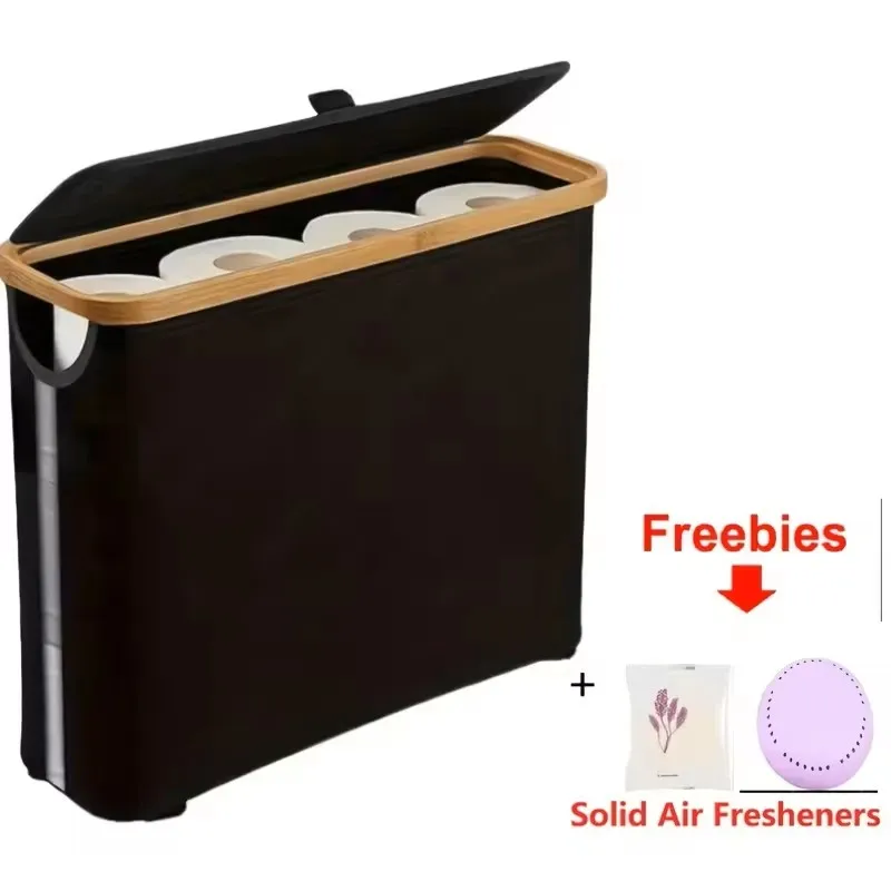 Toilet Paper Basket, Toilet Paper Organizer - The Ultimate Bathroom Storage With A Lid, Large Capacity Toilet Paper Holder That Can Hold 9 Rolls, Bathroom Toilet Paper Storage Cabinet, Toilet Paper Storage Container( Including Solid Air Fresheners)