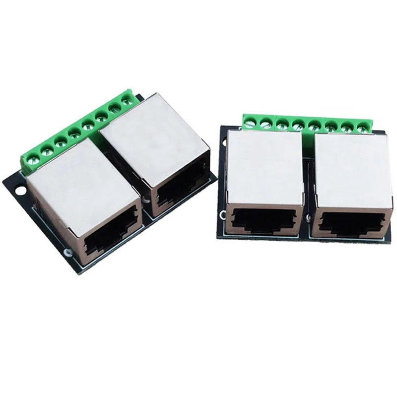 4PCS RJ45 Ethernet Dual Female Terminal Breakout Board,3.5Mm Pitch Connector Board Shielded Network Adapter Terminal