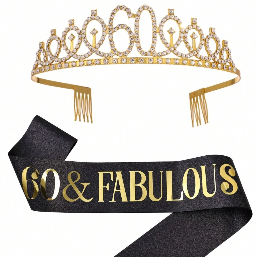 Geburtstags-Tiara Krone Schärpe für Frauen und Mädchen zum 30., 40., 50., 60., 70., 80. Geburtstag Deko-Geschenk – Detail 13