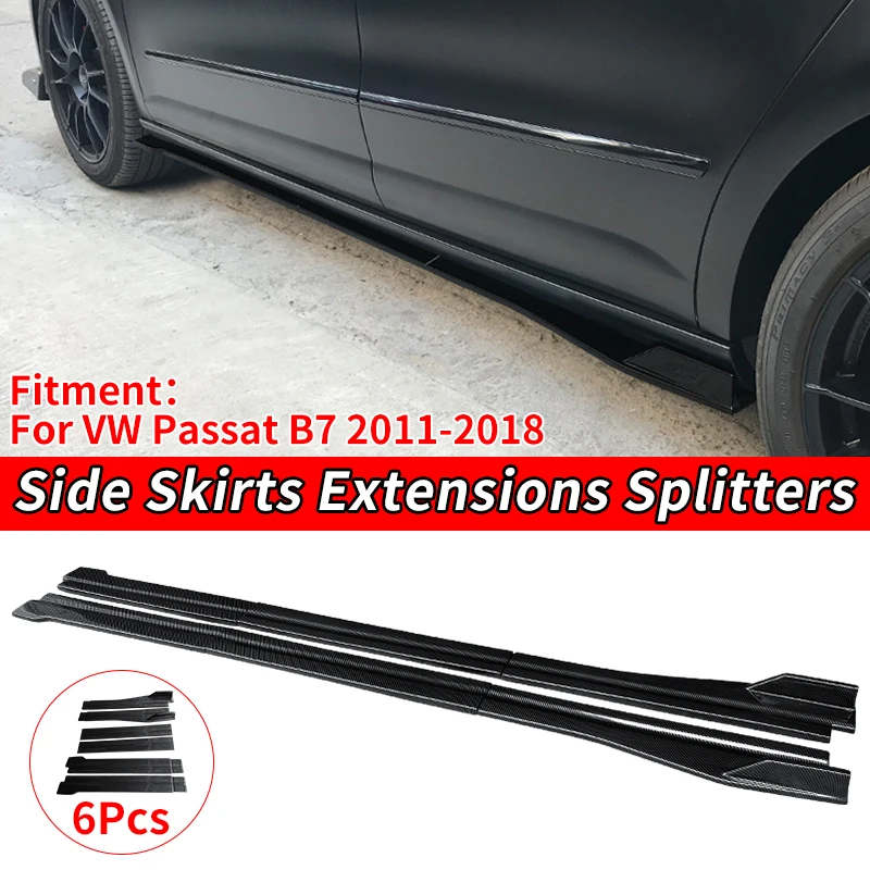 

High Quality Car Side Skirt Extension Splitters Body Apron Lip Splitter Winglet Accessories ABS For VW Passat B7 2011-2018 2015