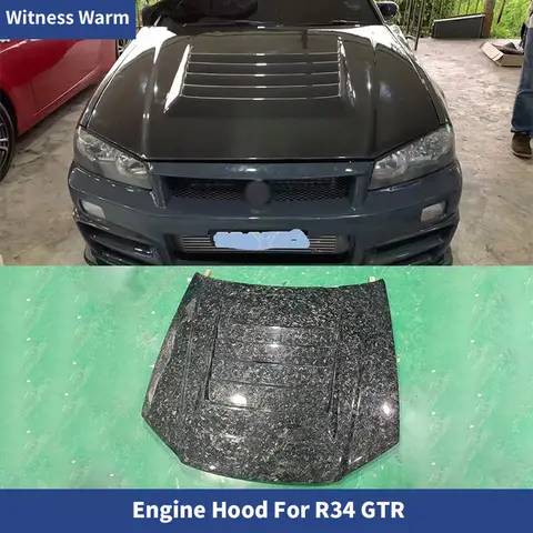탄소 섬유 단조 탄소 NI 스타일 엔진 후드 보넷, 1999-2002 스카이라인 R34 GTR 후드 보넷 커버, 자동차 액세서리