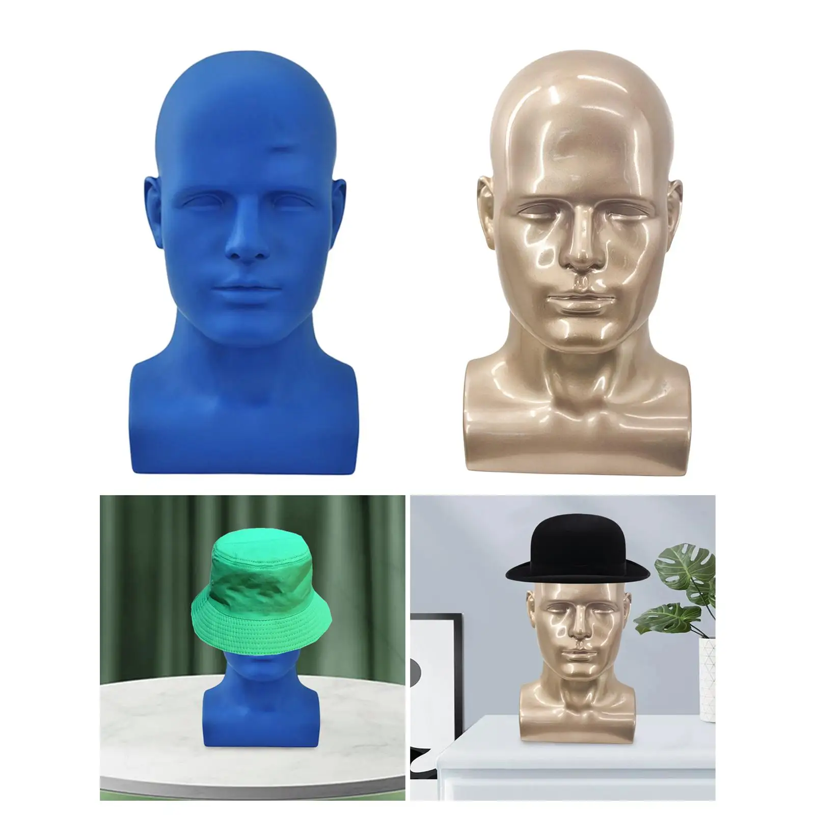 Male Mannequin Head Bust Wigs Display Stand Stable for Headwear Hat Hats