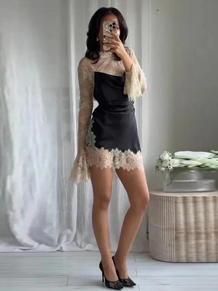 Vrouwen Nieuwe Dame Elegante Pailletten Diepe V-hals Mini Jurk Sexy Korte mouwen Geplooide Korte Jurken Vrouwen Avondfeest Vestidos