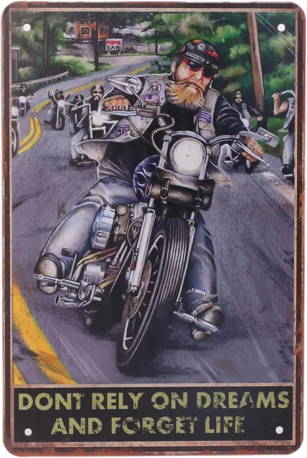 Metall-Motorradschilder - Vertraue nicht auf Träume und vergiss das Leben - Vintage Blechschild Geschenke für Männer - Motivierendes Vintage-Poster - 12