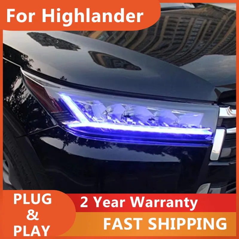 

Car Styling for Toyota Highlander Headlights 2018 New Kluger Head Lamps DRL Turn Signal Low High Beam Projector Lens
