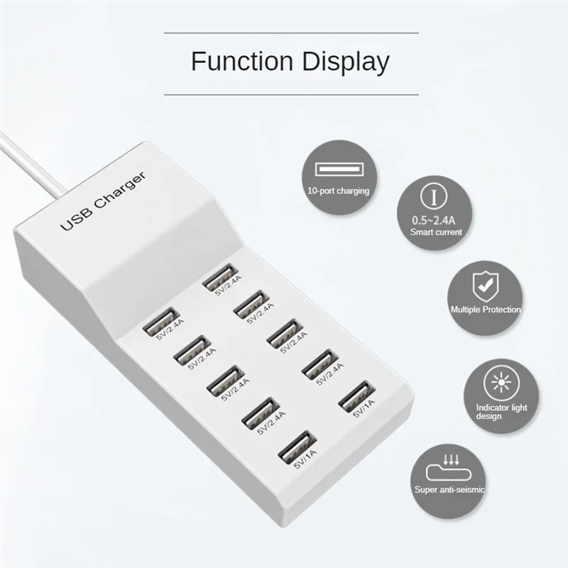 شاحن USB قاعدة شحن USB شاحن USB ذكي سطح المكتب USB شاحن سريع لأجهزة متعددة الاتحاد الأوروبي التوصيل