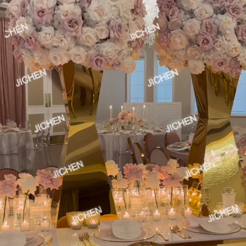 

Wedding Props Gold Stainless Steel Road Lead Wedding Hall Hotel Dining Table Illustration Flower Arrangement Ornament Decoration