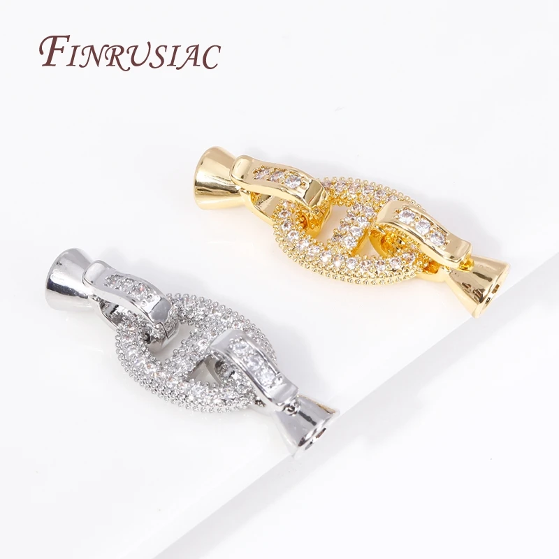 18K Gold Plated Inlay Zircon Fastener Clasp Connectors Fashion Pig Snout Shape Bracelet Clasps DIY Jewelry Making Supplies