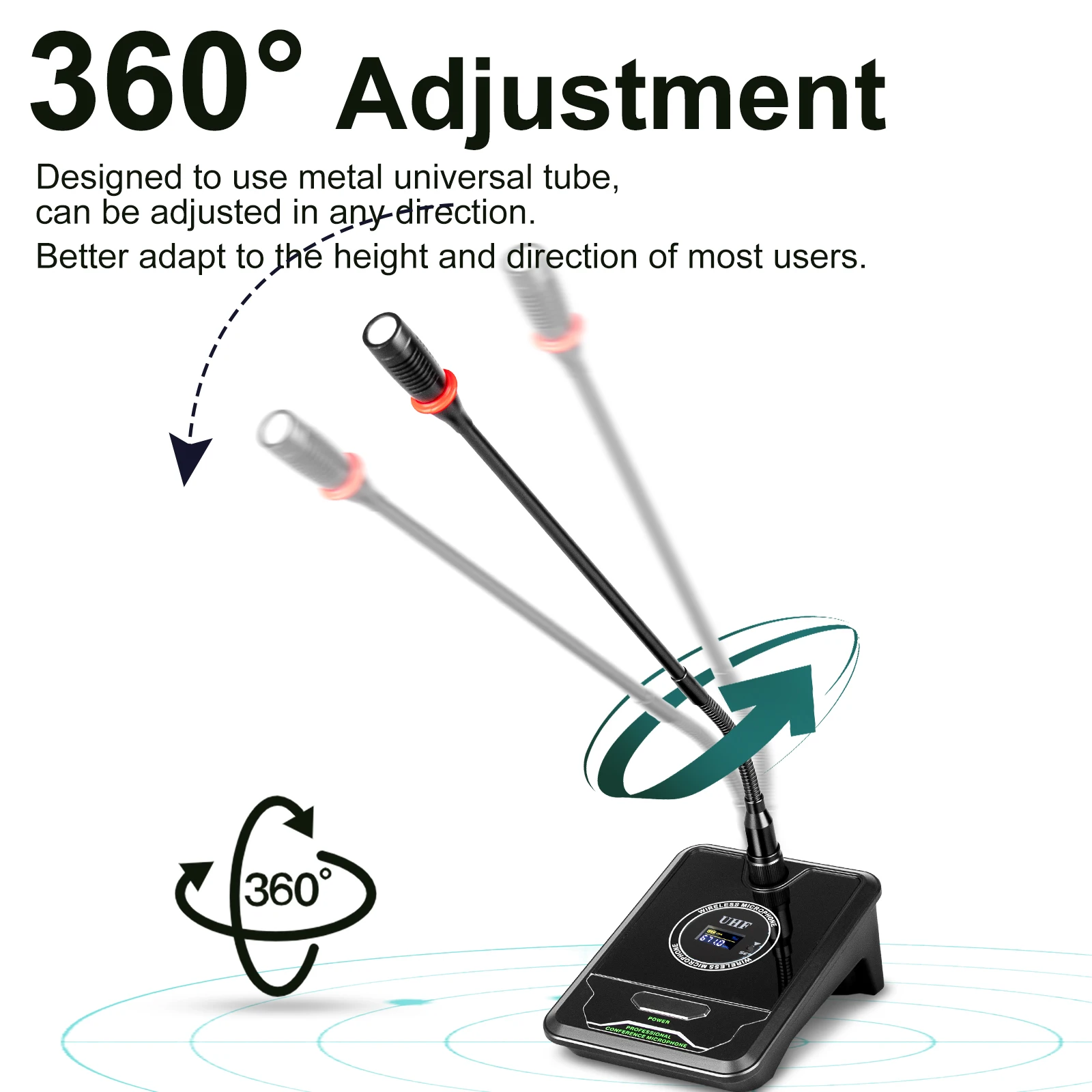 DF204 سطح المكتب المهنية Gooesneck UHF 4 قناة نظام الميكروفون اللاسلكي غرفة الاجتماعات #2
