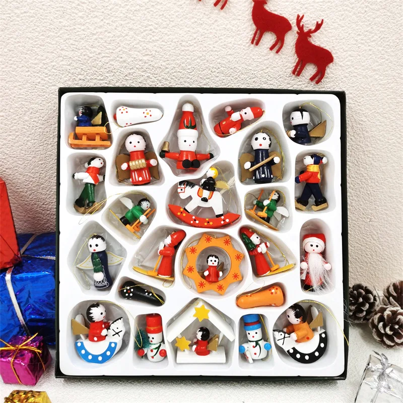 

Christmas Decorations 2024 Christmas Supplies Gift Box Suit 24 Wooden Doll Christmas Tree Christmas Home Decoration New Year