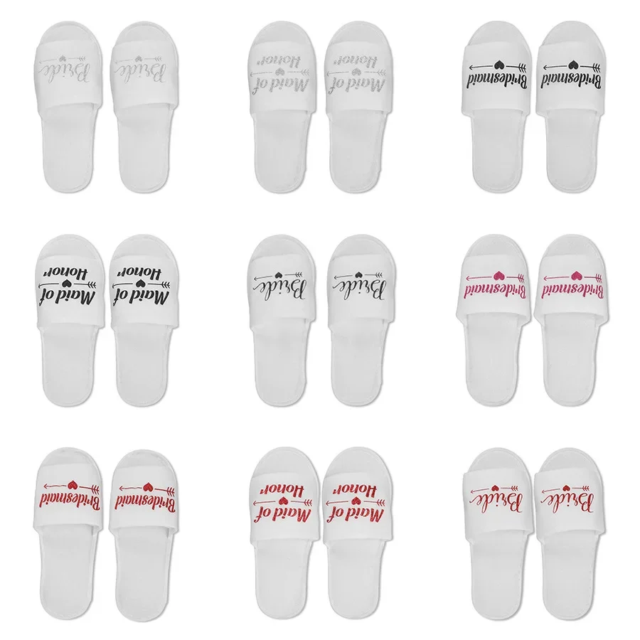 1 Pair Bride Shower Team Bride Wedding Decoration Bridesmaid Hen Party Spa Soft Slippers Ladies Bachelorette Party Supplies