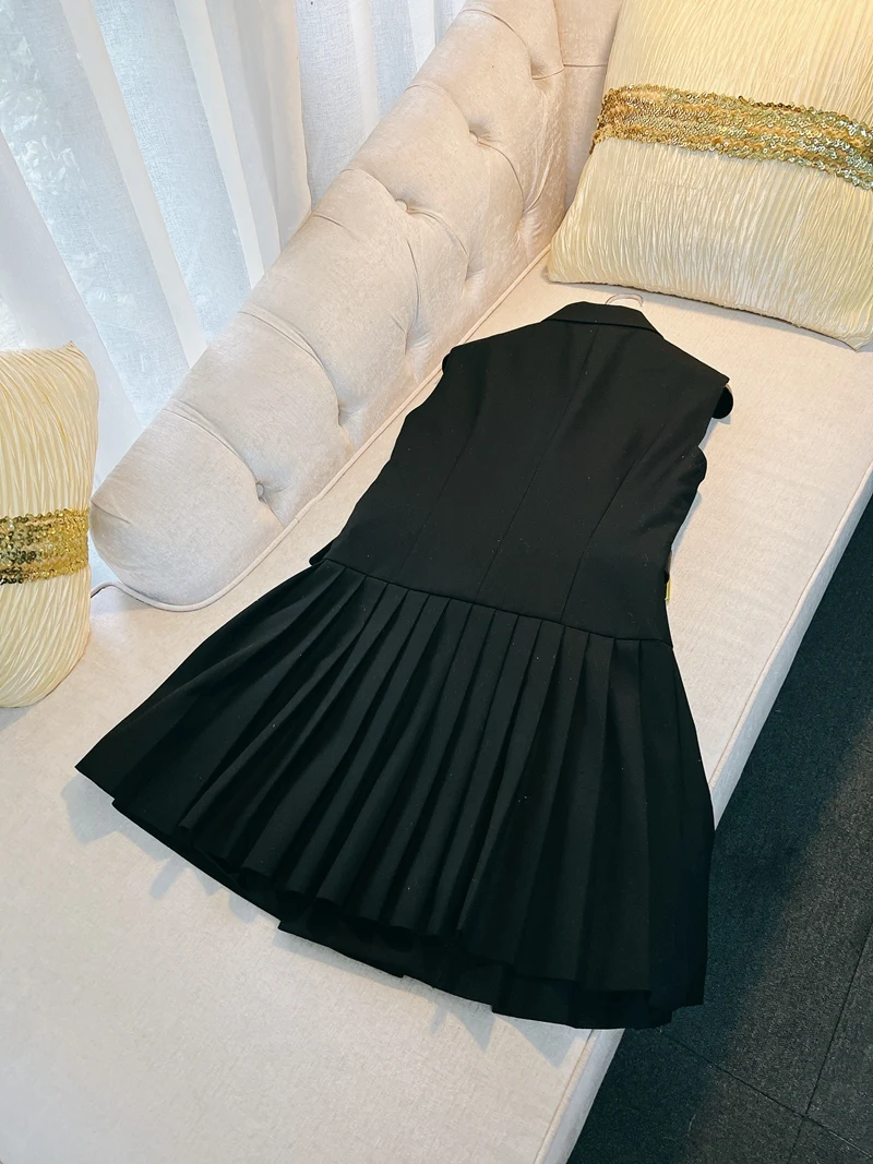 레트로 홍콩 스타일 슬림 베스트 여성용 고급스러운 블랙 슈트 출퇴근용 A라인 스커트 봄 여름...