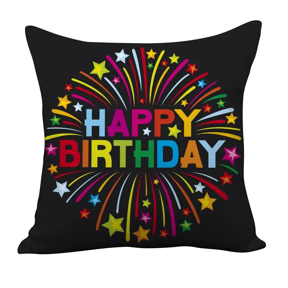 New Creative Happy Birthday Pillow Cover Festival Decorative Cushion Case Birthday Gift Sofa Throw Pillow Cover for Home Decor