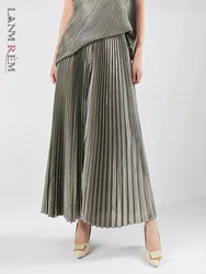 LANMREM Pleated Leg Wide Pants For Womne High Waist Loose Trousers Versatile 2024 Fashion Summer New Clothing 2Z1431