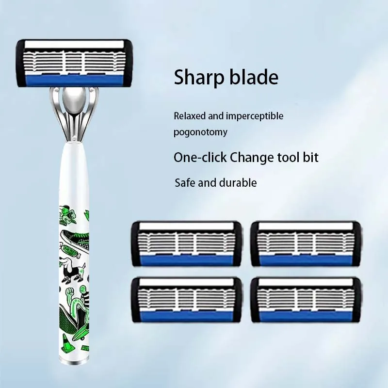 طقم ماكينة حلاقة آمنة عصرية للرجال، 2 مقبض مضاد للانزلاق، 36 شفرة حادة، تصميم تقدمي، حلاقة رجالية ممتازة #2