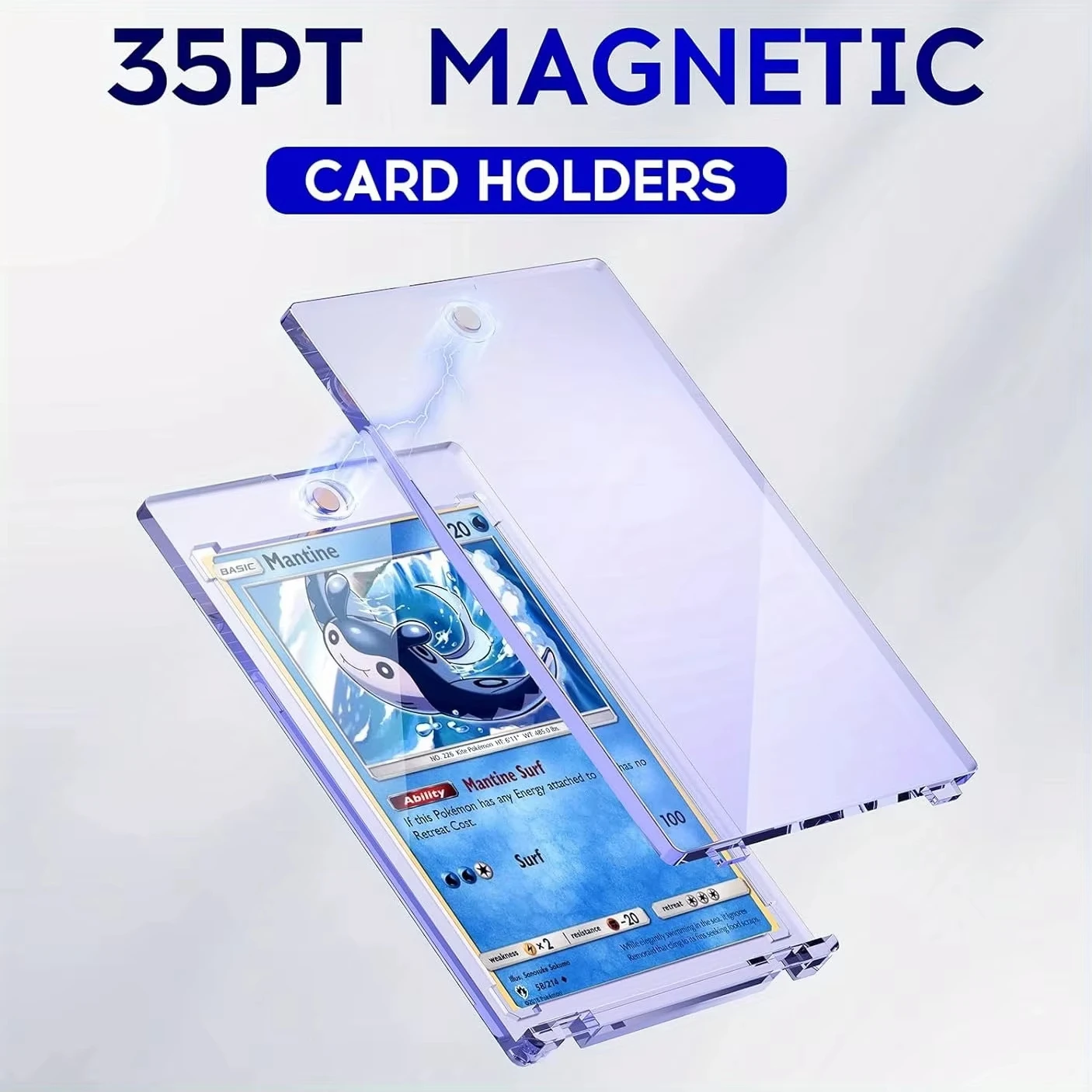 10 Pieces of 35Pt Clear Magnetic Card Storage Boxes, Hard Plastic Storage Boxes, Uv-Resistant Acrylic Magnetic Card Holders, Top