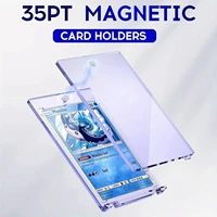 10 Cajas de Almacenamiento Magnéticas Transparentes de 35 Pt, Cajas de Almacenamiento de Plástico Duro, Porta Tarjetas Magnéticas Acrílicas Resistentes a los Rayos UV, Parte Superior