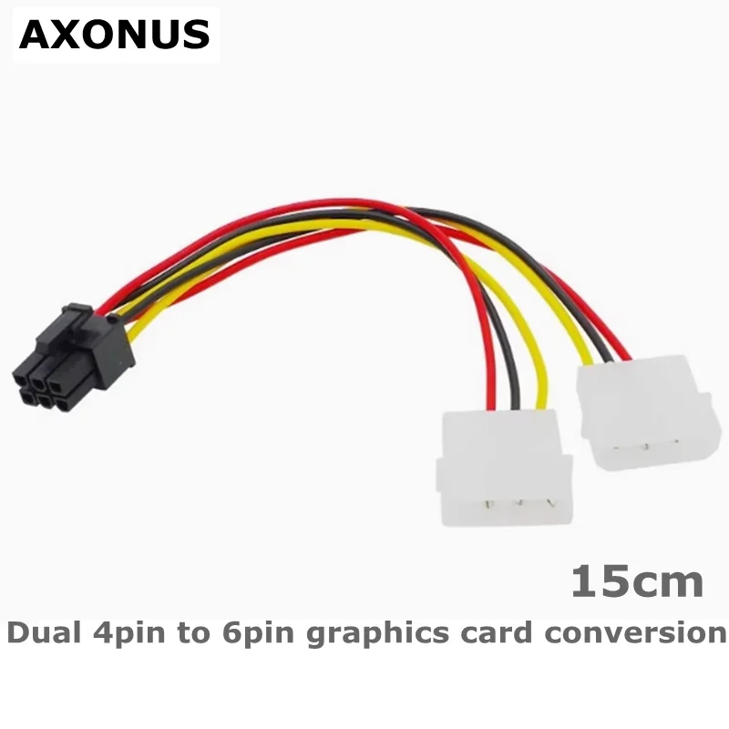 0.15m 6 inch 2 x Molex 4 pin to 6-Pin PCI Express Video Card Pci-e ATX PSU Power Converter Cable - Molex to Pcie 6 pin Adapter