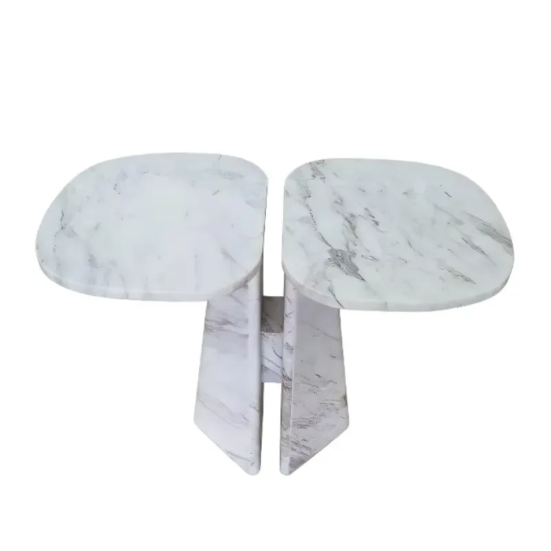 High-quality Natural Marble Corner Table Polished Gray Marble Texture Tabletop Suitable for Sofa Corners and Bedrooms