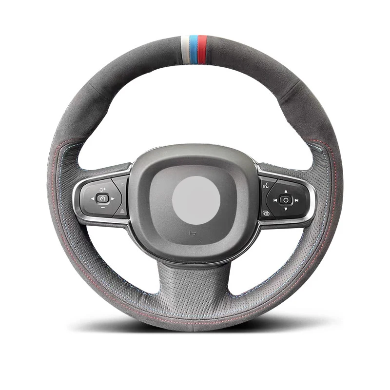 Genuine Leather Suede Steering Wheel Cover M 3 Colour Thread Car Accessoires Specifically for VOLVO XC90 S90 XC60 S60 V90 CC