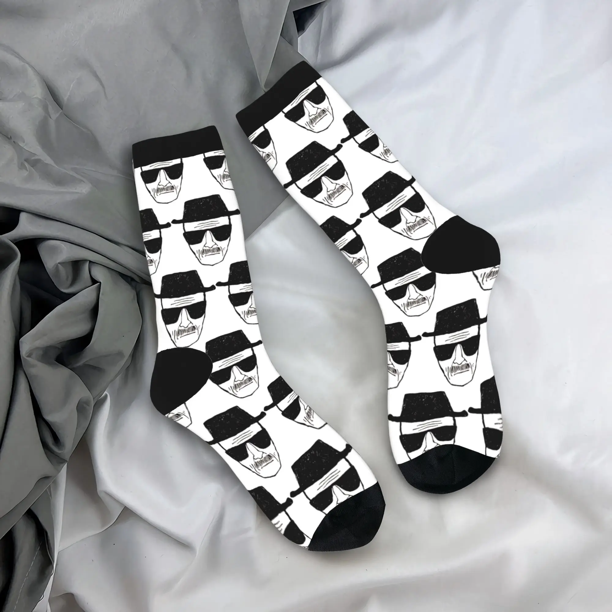 Breaking Bad Walter White Heisenberg face Socks Novelty Stockings Men's Medium Soft Climbing Socks Autumn Graphic Non-Slip Socks