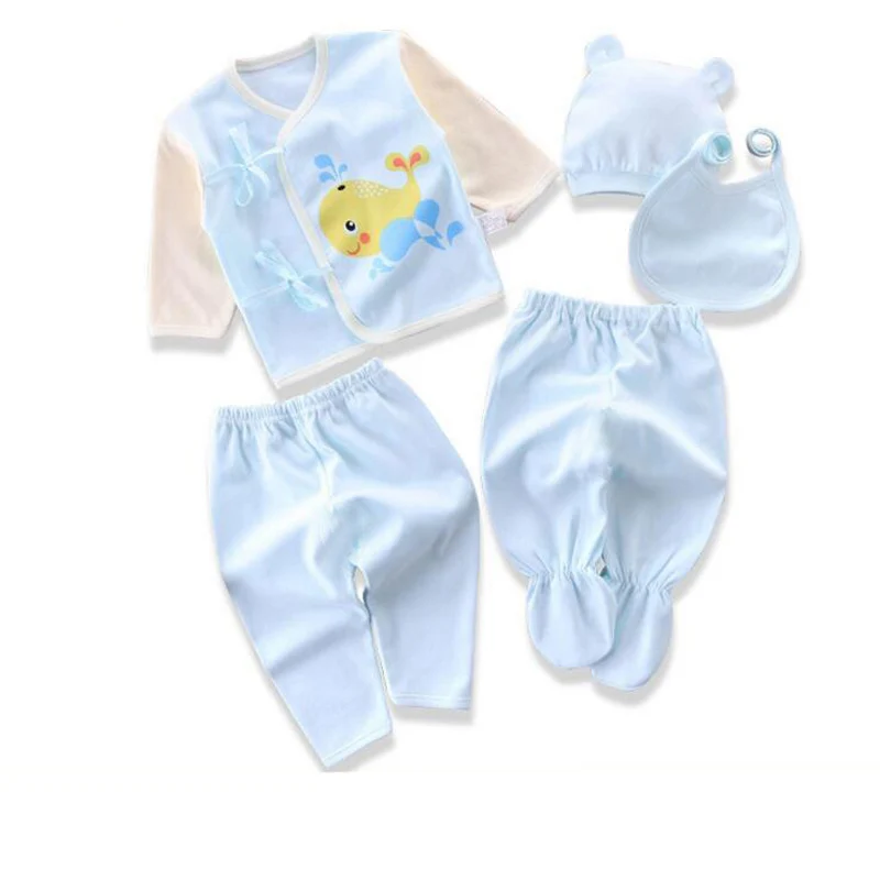 Newborn Infant Baby Suits Boys Girls Clothes Sets tops Pants bibs hats Girl Clothing set for baby girls outfit 5PCS/SET