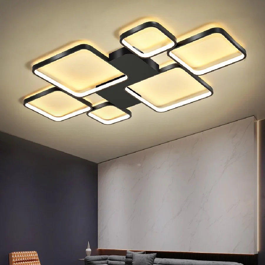 

Dining Living Room LED Ceiling Light Modern Creative Surface Mount Bedroom Lobby Panel Lamp Black Kitchen Indoor Large Fixtures