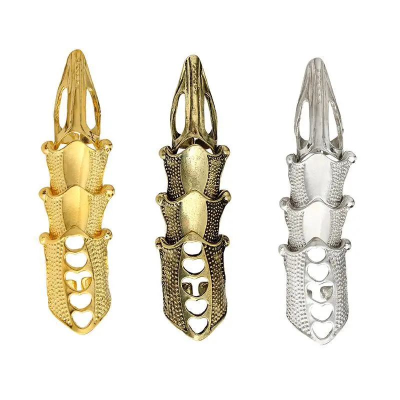 Jewelry Retro Punk Exaggerated Pointed Long Joint Ring Four Section Design