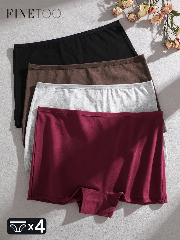 

4 шт., женские хлопковые трусы-боксеры, бесшовное спортивное нижнее белье, сексуальные дышащие однотонные трусы для девочек, удобные защитные шорты XS-XL