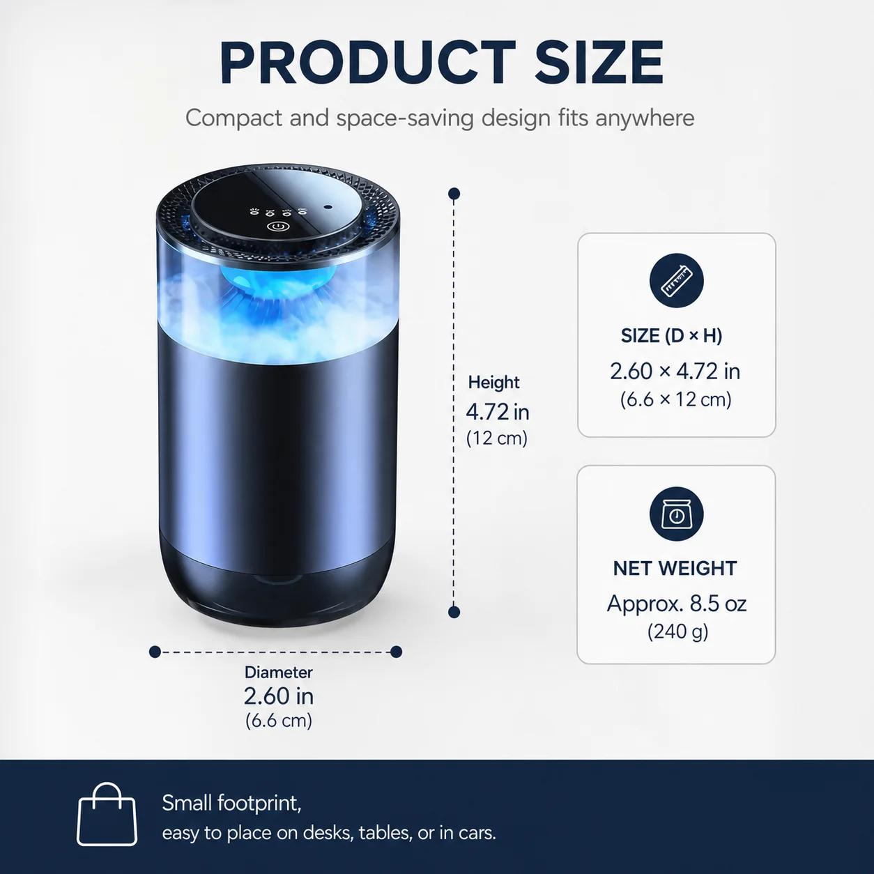Car Aroma Diffuser with RGB Ambient Light, Volcanic Mist Effect Auto On/Off Car Air Freshener, USB Rechargeable Portable Car Scent Diffuser for Vehicle Interior Decor