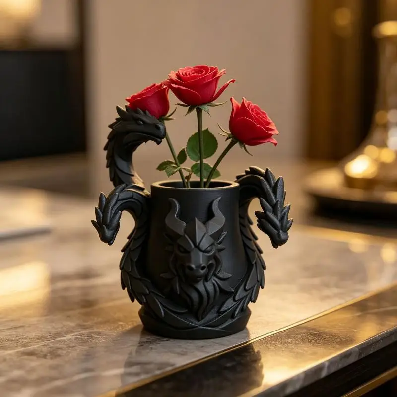 New New 1Pcs Creative 3D Printed Dragon Pen Holder 3 Headed Dragon Desktop Organizer Monster Desk Organizer Multi-Functional