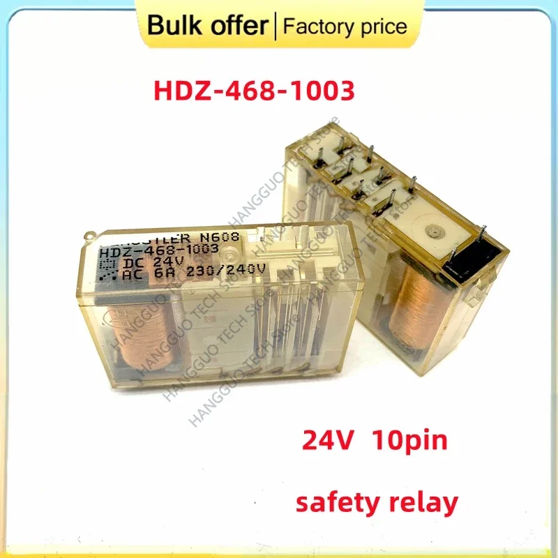 original HDZ-468-1003 24V  HDZ-468-1003 10pin HDZ-468 468-1003 DC24V 24V DIP10 24VDC 6A 3 On 1 off safety relay