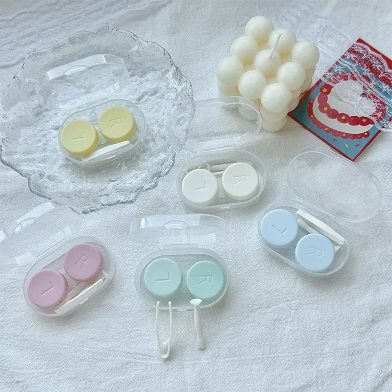 1 قطعة حافظة عدسات لاصقة ملونة كريمية للعيون طقم سفر حامل زجاجي عدسات لاصقة لمستحضرات التجميل حاوية علب ملحقات السفر #2