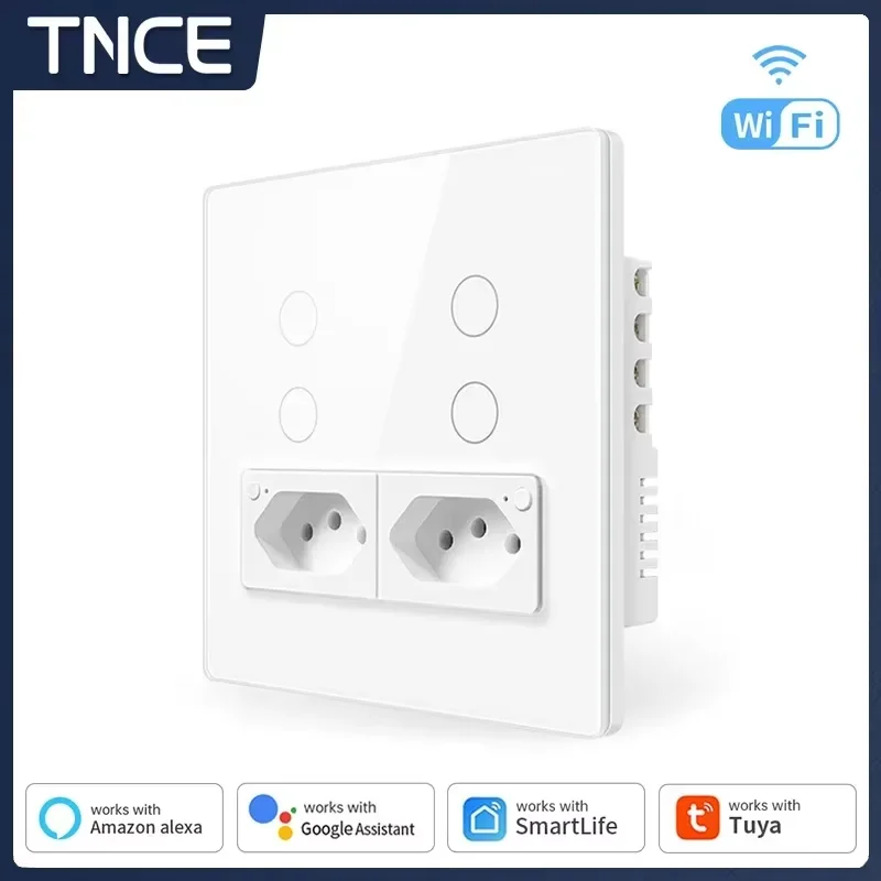 

TNCE Tuya WiFi Smart Brazil Wall Switch & Socke Brazil 4X4 Smart Life APP Remote Control Works With Alexa Google Home
