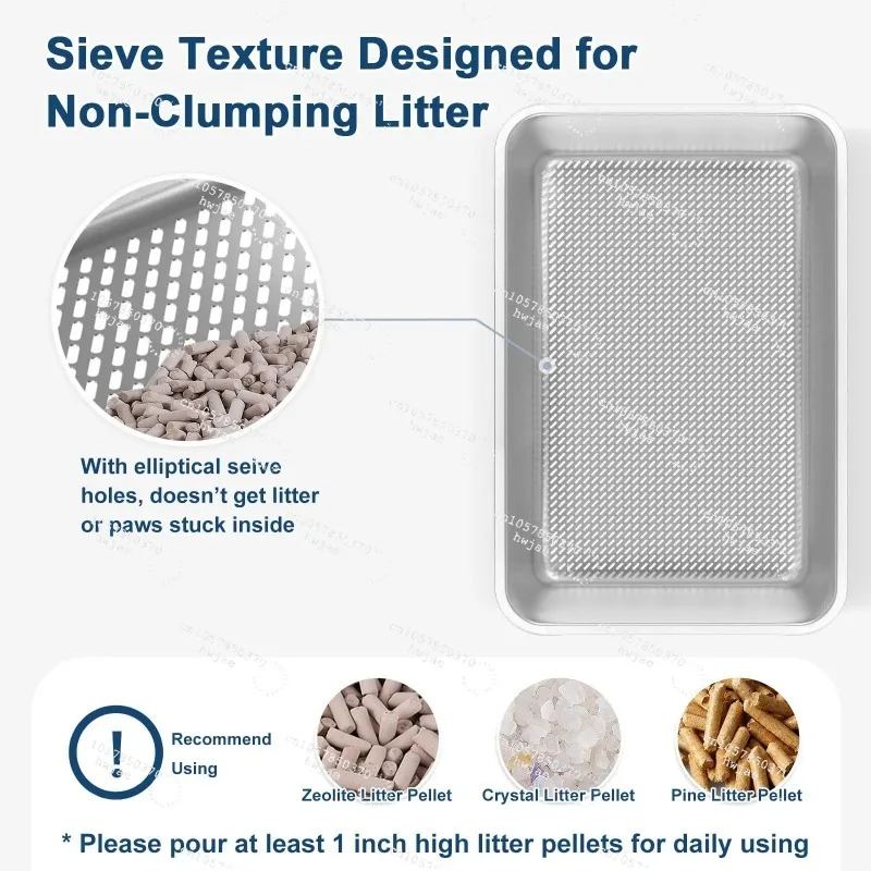 Pet Cleaning Tool for Cat Litter Accessories，Oversized Stainless Steel Cat Litter Box Sifter