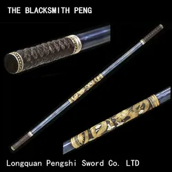 Solid titanium alloy dragon stick, bronze inlaid gold and silver golden cudgel Chinese martial arts swords Eighteen weapons