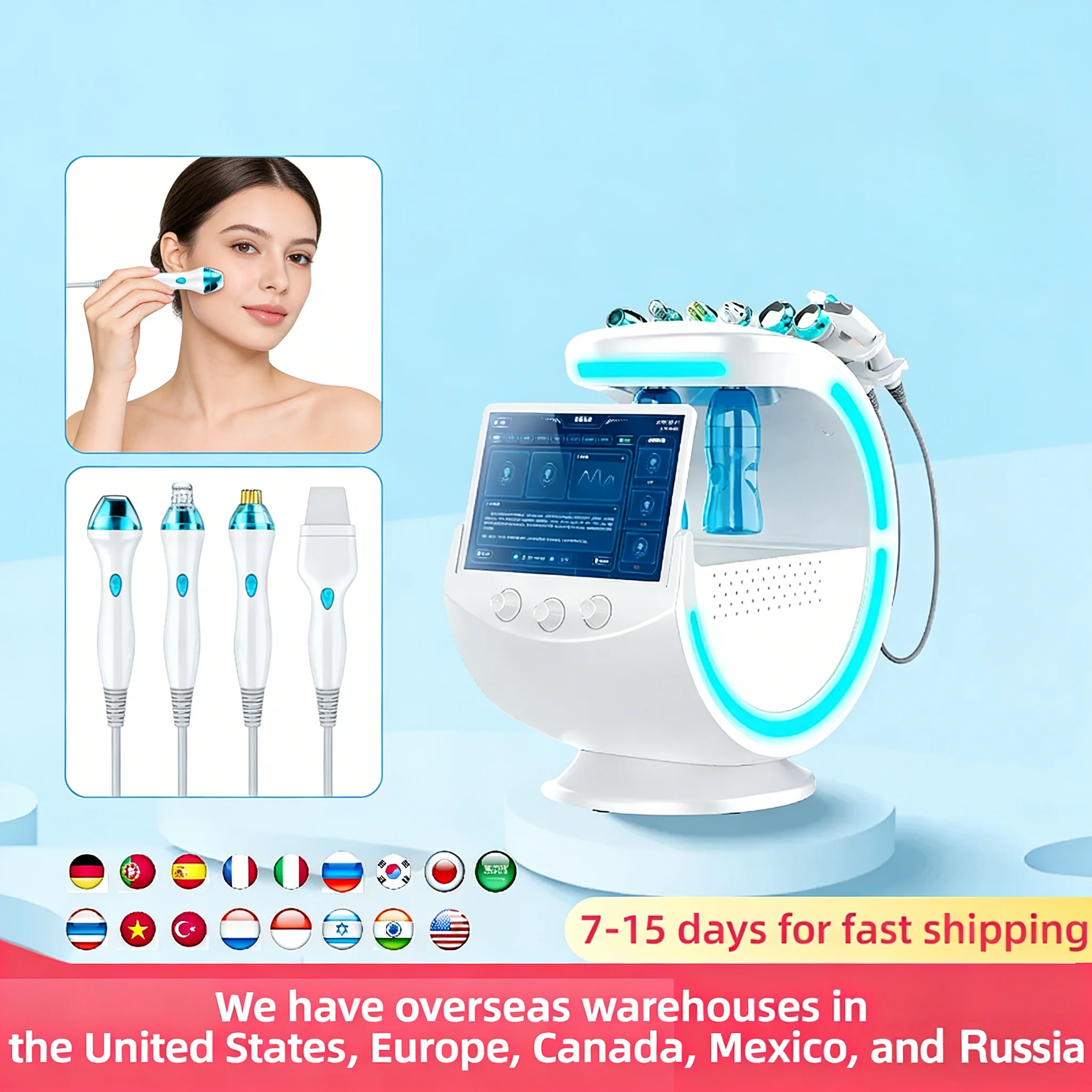 

7 In 1 Smart Ice Blue Hydrofacial Machine Professional Portable Dermabrasion The Latest Facial Care Device For Salon Home Use.