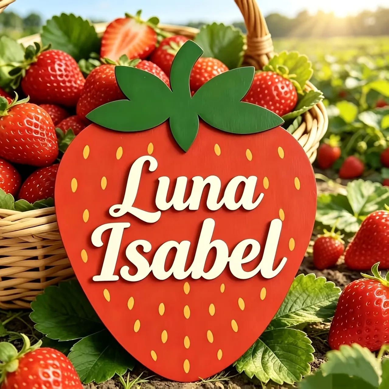 Custom Wooden Name Sign, Strawberry Shaped Wooden Plaque, Cute Fruit Style Custom Name Plate, Bedroom Room Decor, Ideal Birthday