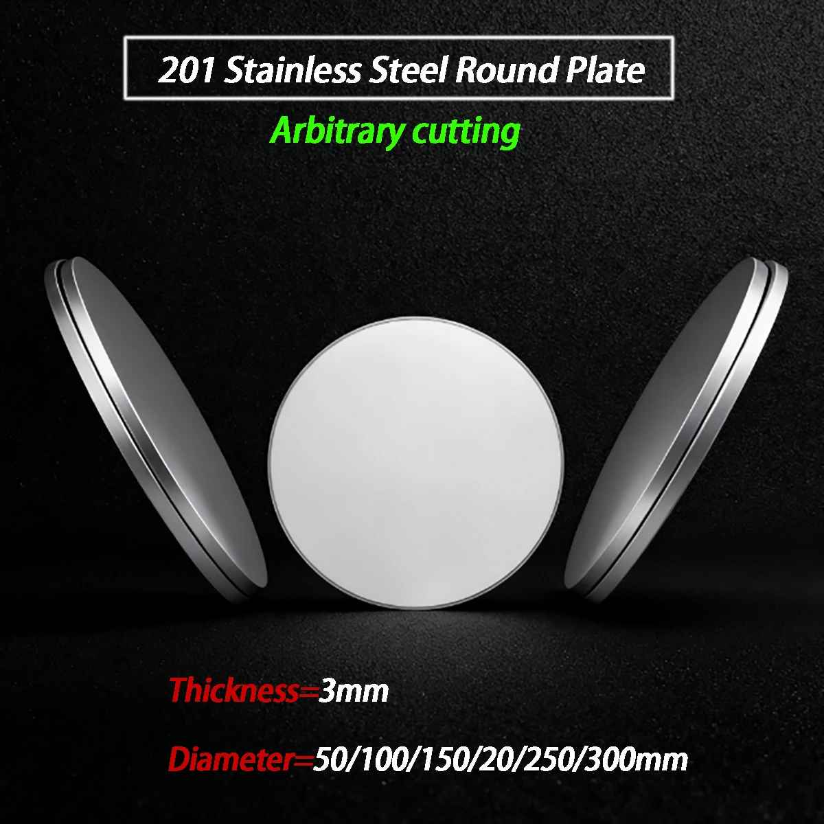 

201 Stainless Steel Round Plate Circular Sheet Steel Disc Round Disk Dia 50mm - 300mm Thickness 3.0mm
