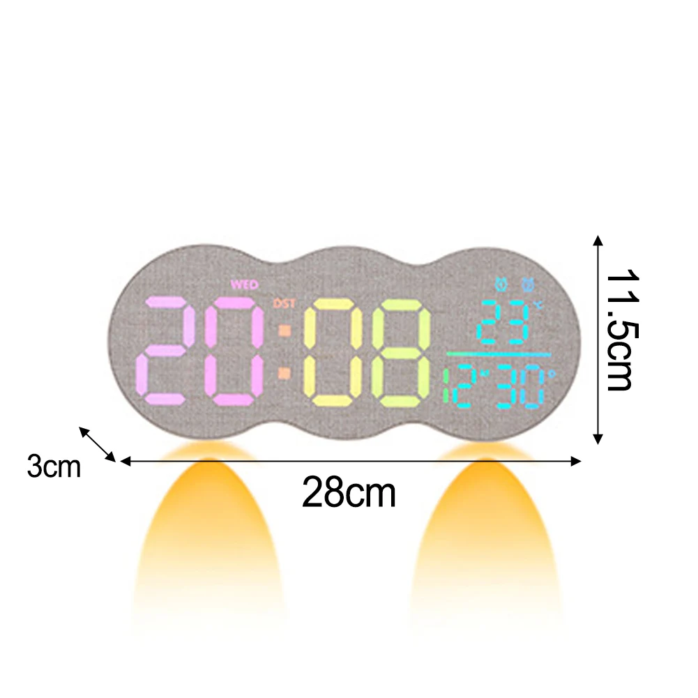 Wall Clock with Fabric Face and Dual Placement Options Wall or Desk Stand LED Light Temperature and Calendar View