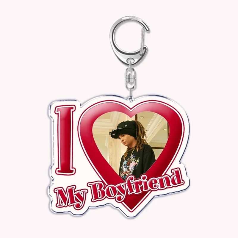 Popular Hip Hop Singer Guitarist I Love My Boyfriend Keychain Bill Tom Kaulitz Key Chain Ring Keychains for Jewelry Fans Gifts