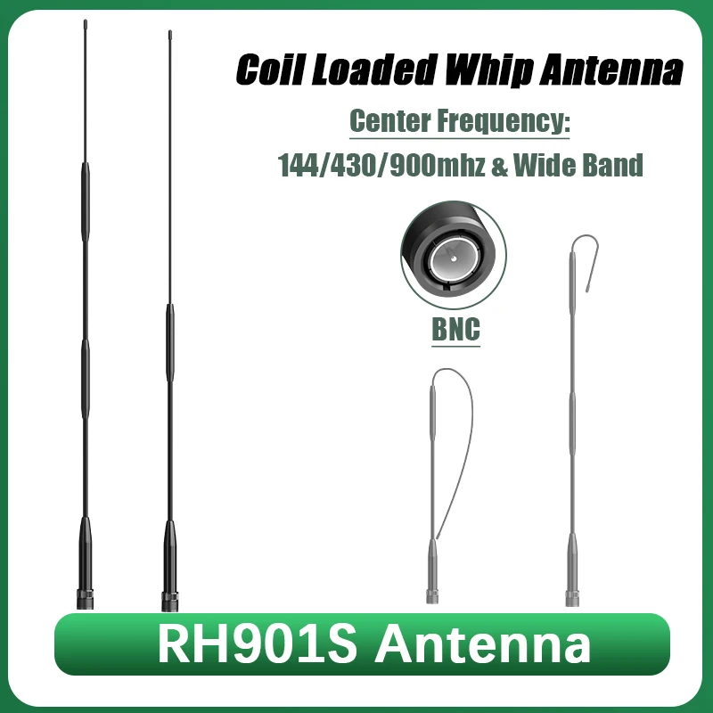 Soft Whip RH901S BNC Antenna Coill Loaded 144/430/900MHz for Uniden Whistler Radio Scanner BCT15X WS1040 Kenwood TK100 Accessory