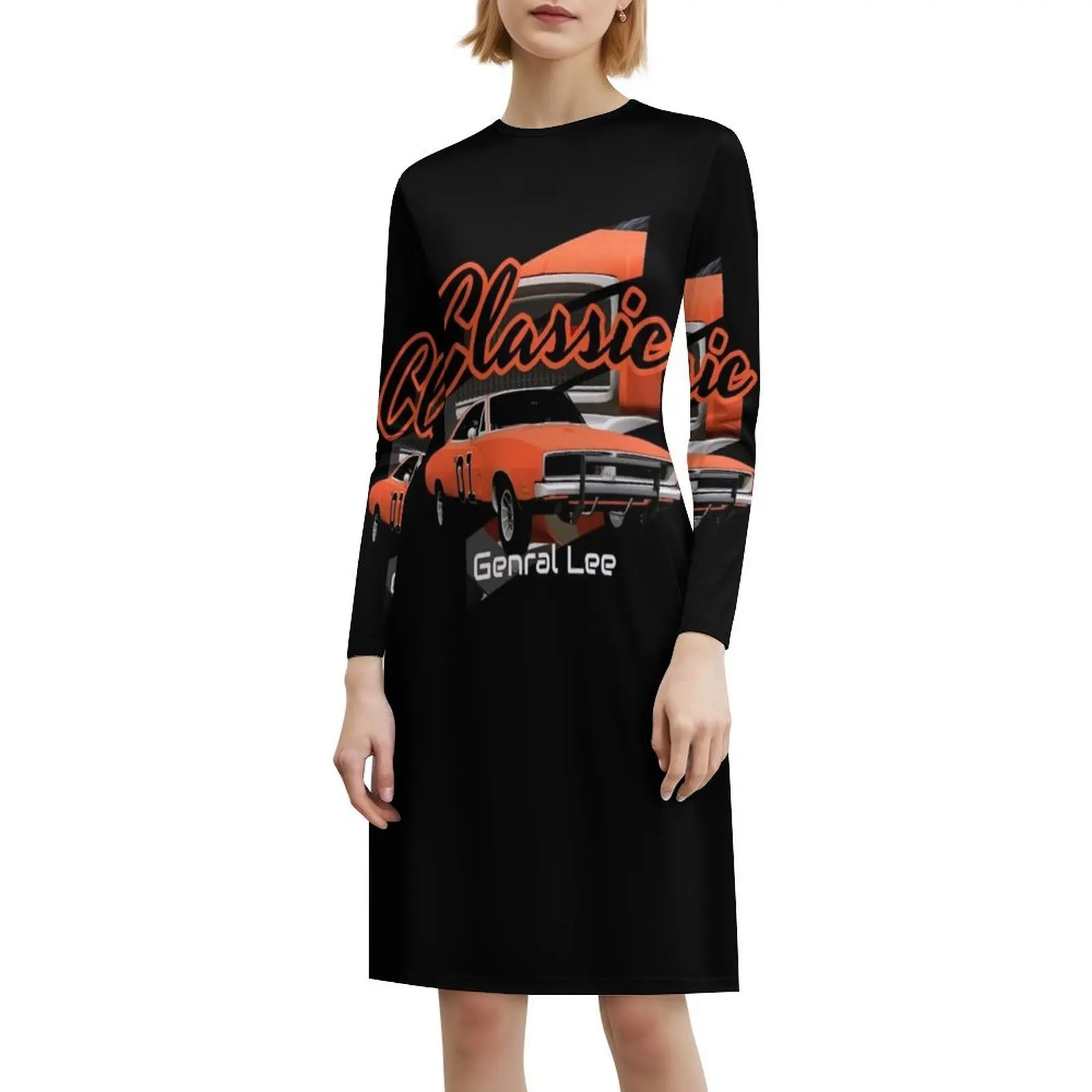 فستان الحفلات الأنيق للنساء من General Lee 01 على شكل حرف A مع خيارات قصيرة/طويلة/بدون أكمام شاحن General Lee Of Hazzard #6