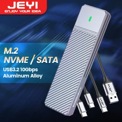 JEYI M.2 SSD Enclosure NVMe SATA Dual Protocols SSD Case USB 3.2 10Gbps PCIe Adapter External Enclosure Supports M and B&M Keys