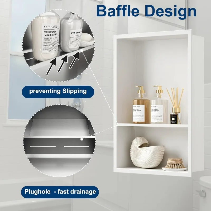 bathroom non-punching storage embedded storage rack toilet bath rack stainless steel niche